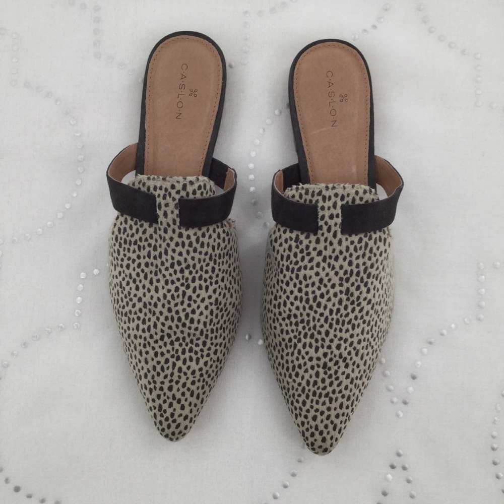 NWT Caslon Gray&beige spotted pointed toe mules